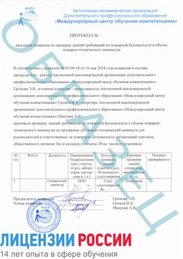 Образец протокола пожарно-техническому минимума Ленинск Обучение пожарно техническому минимуму